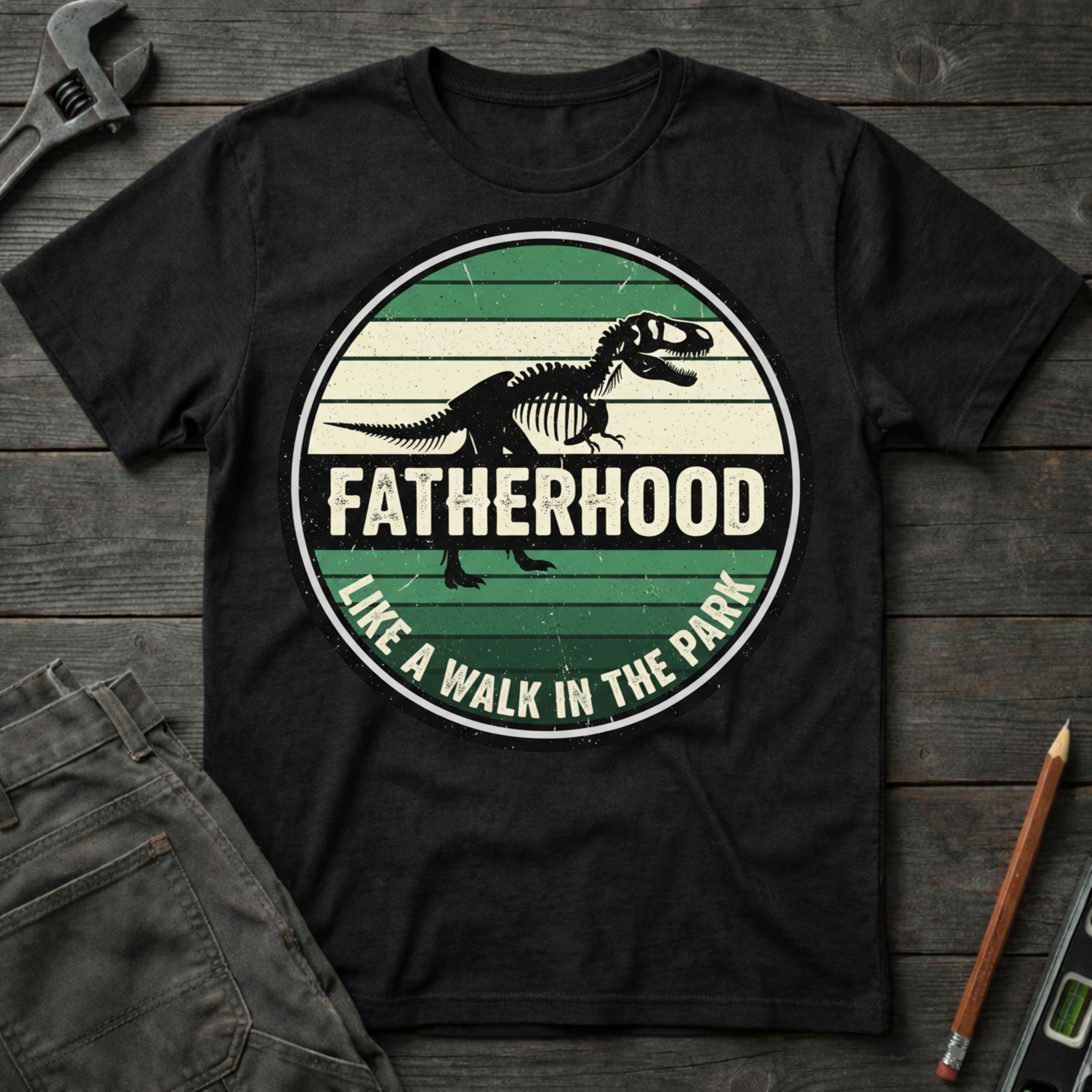 Fatherhood: A Walk in the Park Badge T-Shirt