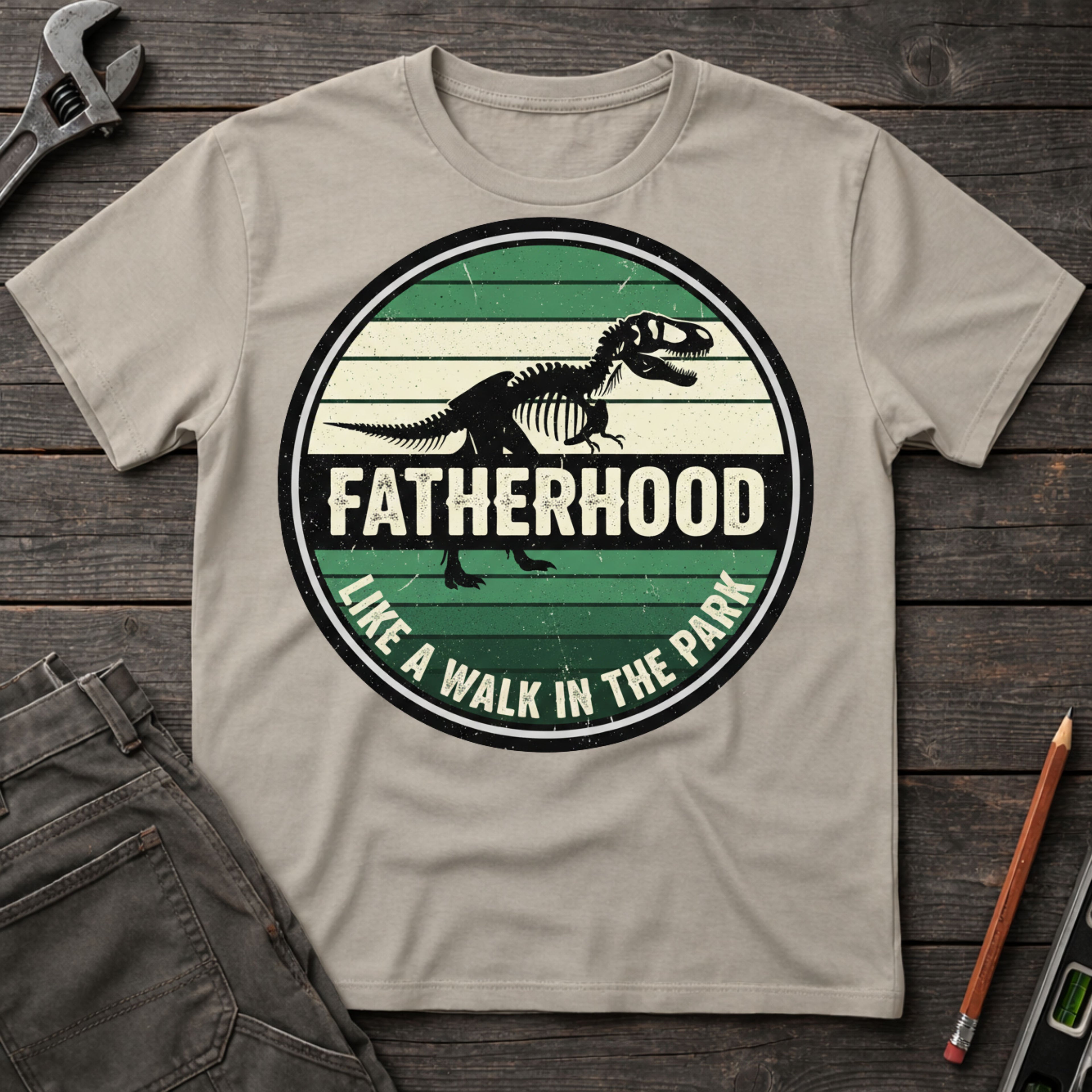 Fatherhood: A Walk in the Park Badge T-Shirt