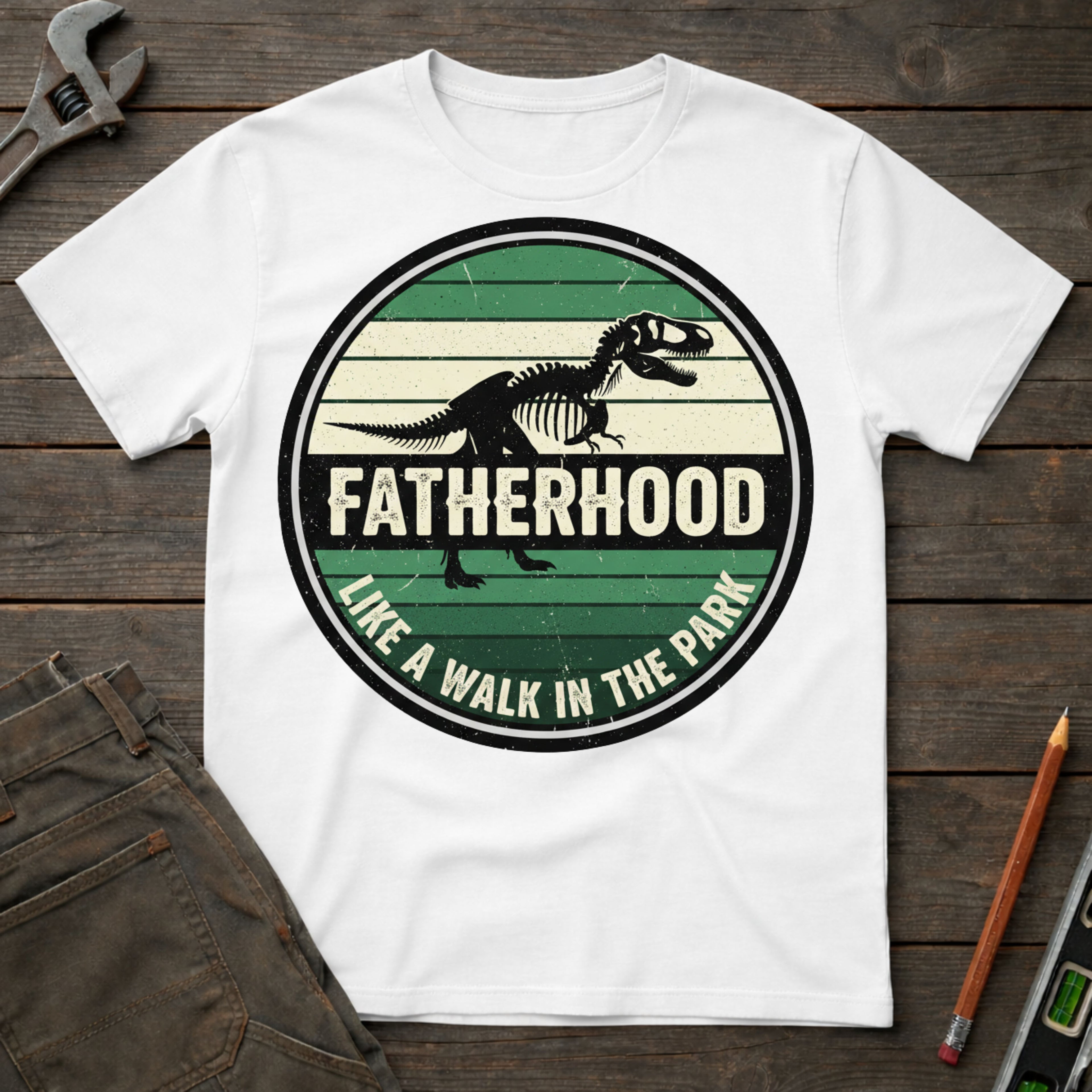 Fatherhood: A Walk in the Park Badge T-Shirt