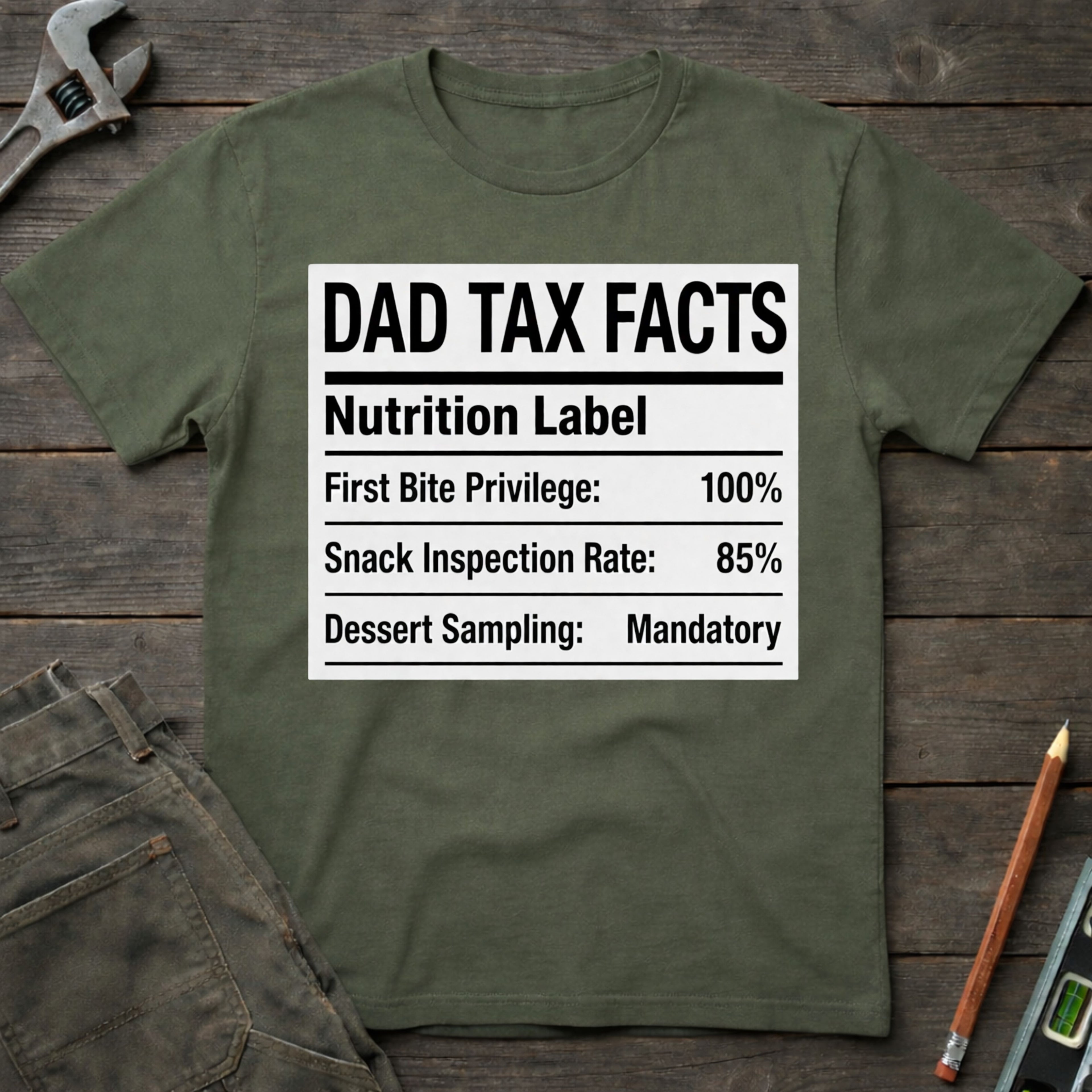 Dad Tax Nutrition Label T-Shirt