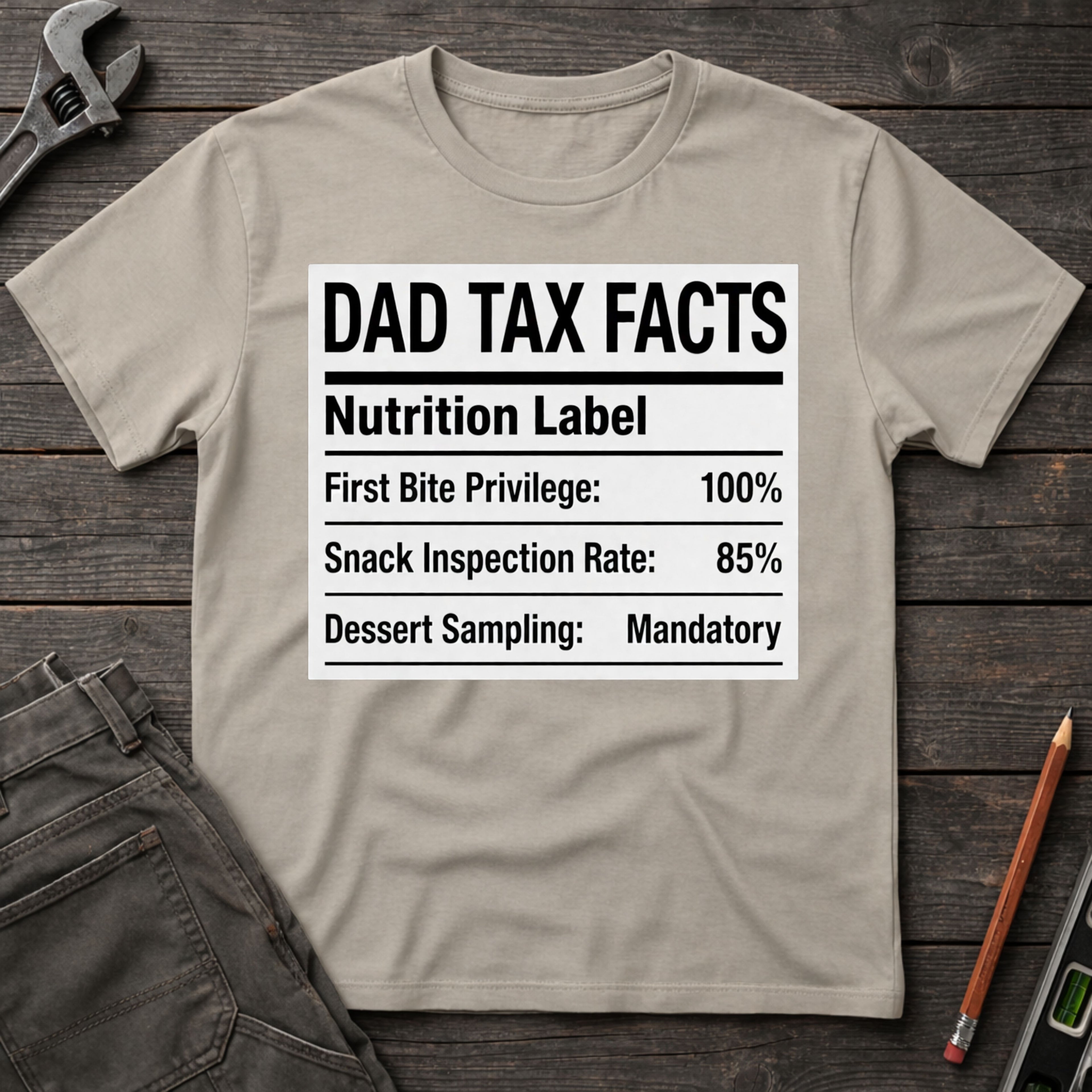 Dad Tax Nutrition Label T-Shirt
