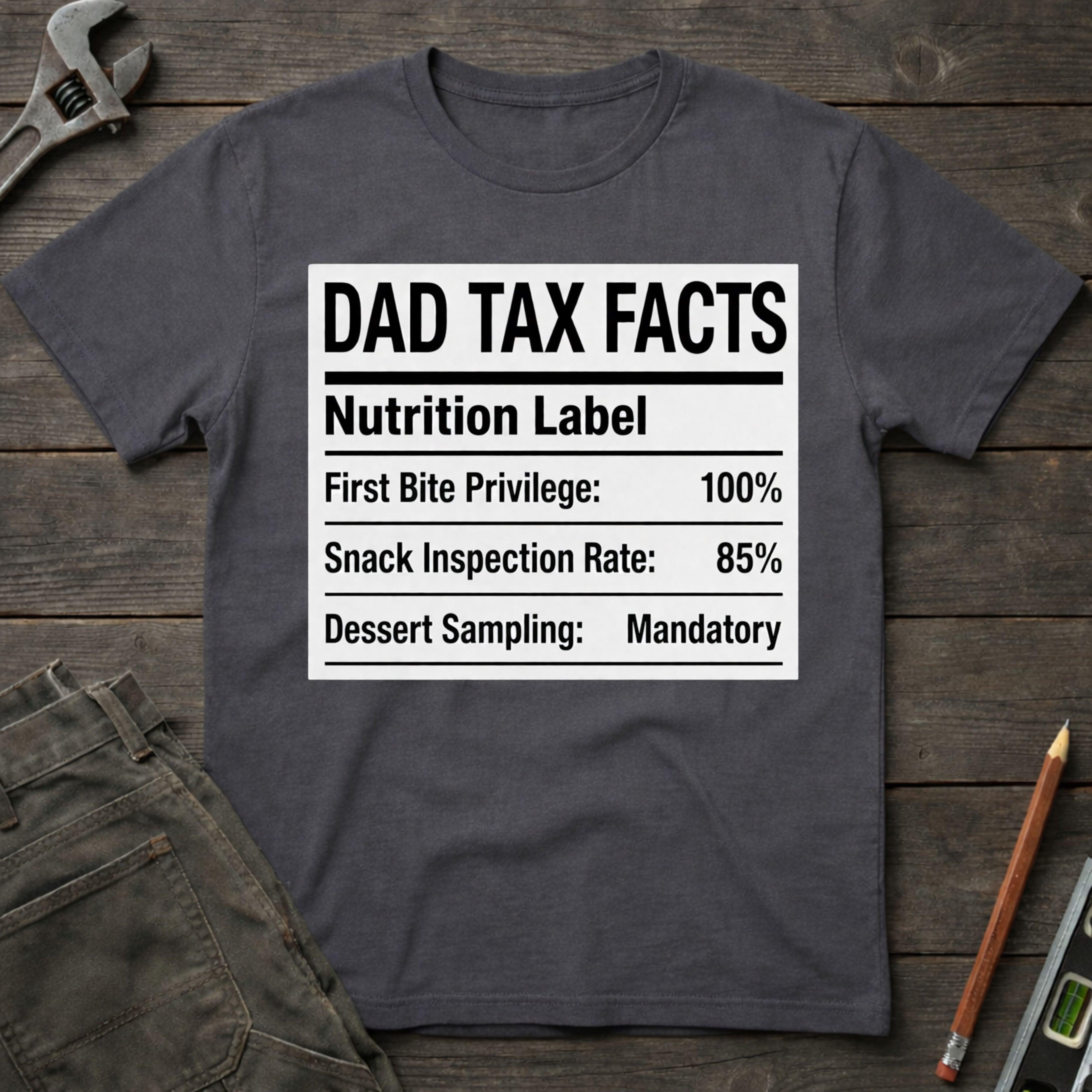 Dad Tax Nutrition Label T-Shirt